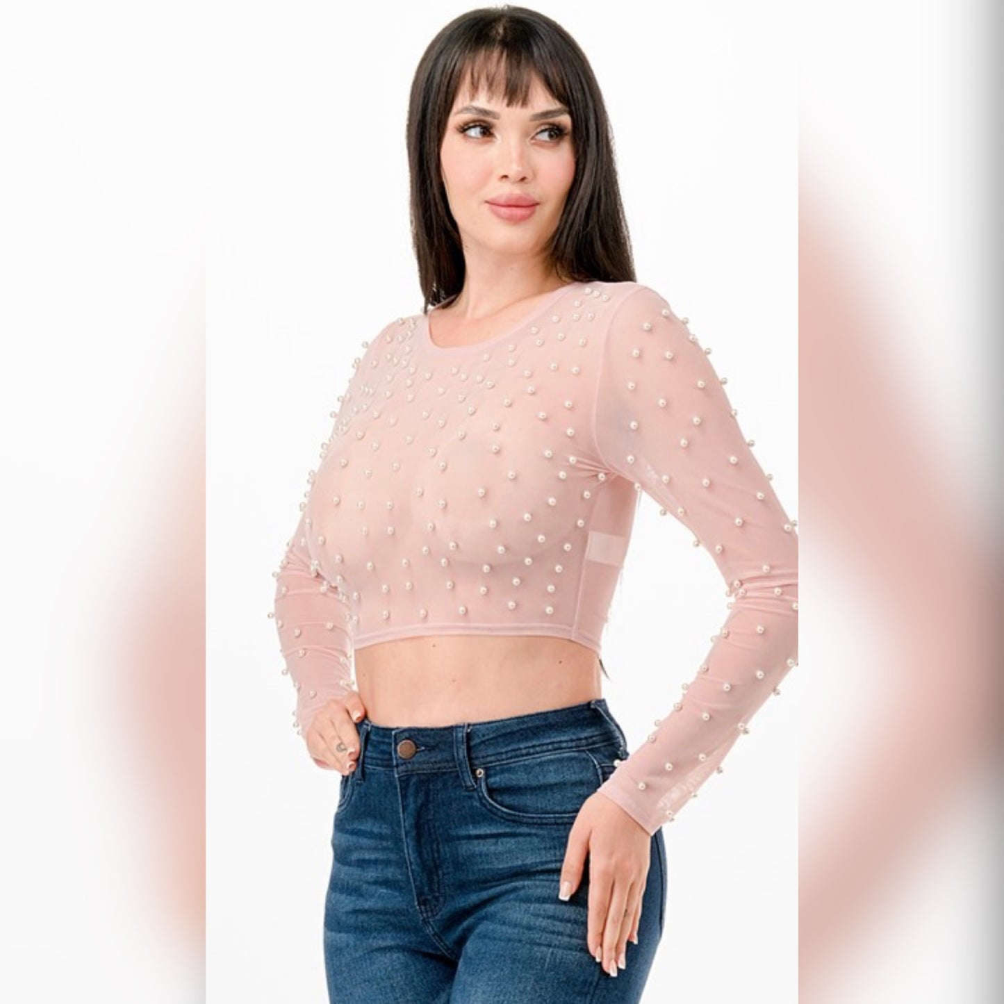 Pearl Mesh Top (Pink)