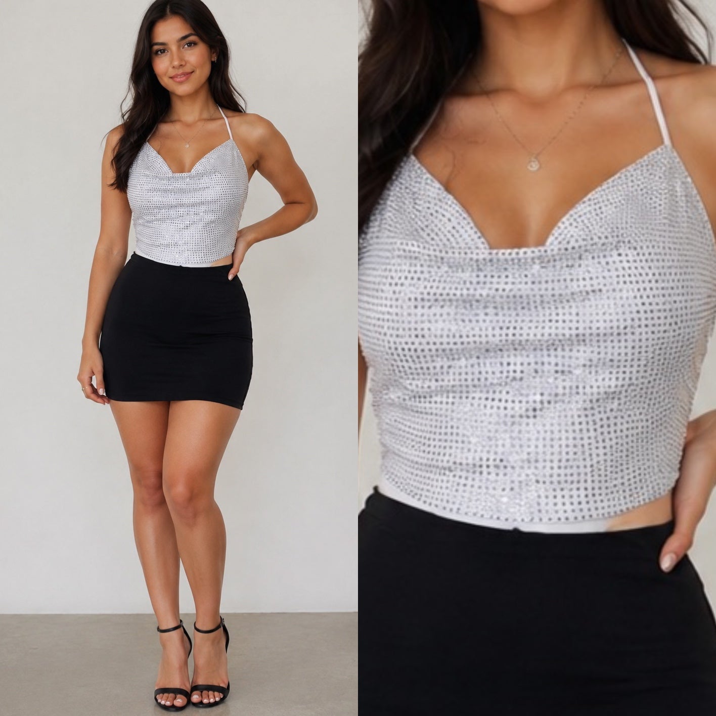 Open Back Halter Top (White)