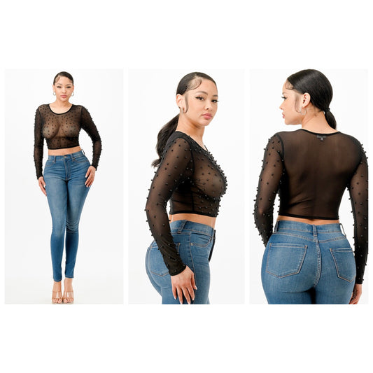 Pearl Mesh Top (Black)