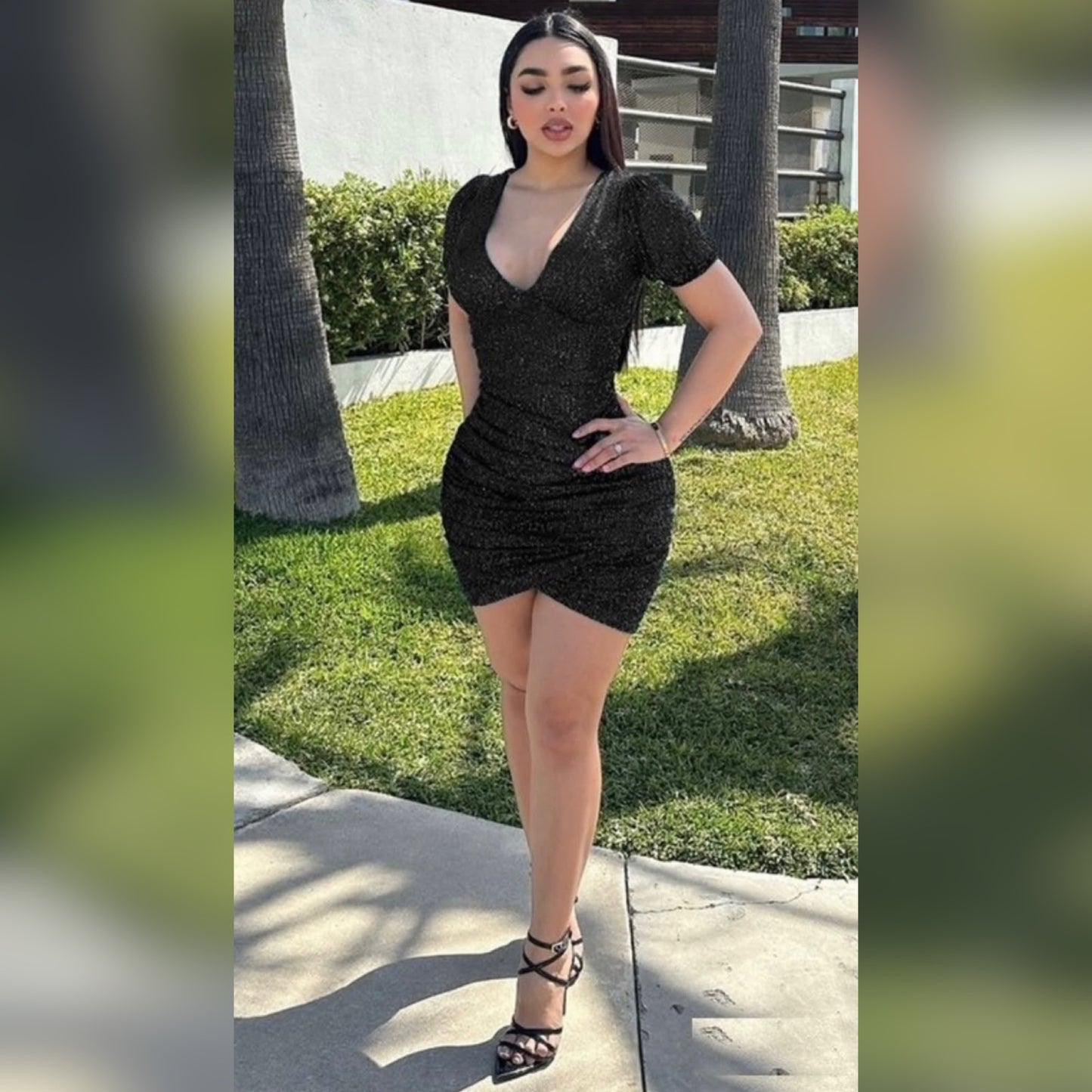 Black Sequin Mini Dress