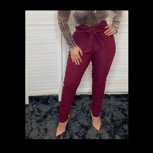 Millennium Tie Front Pants (Burgundy)